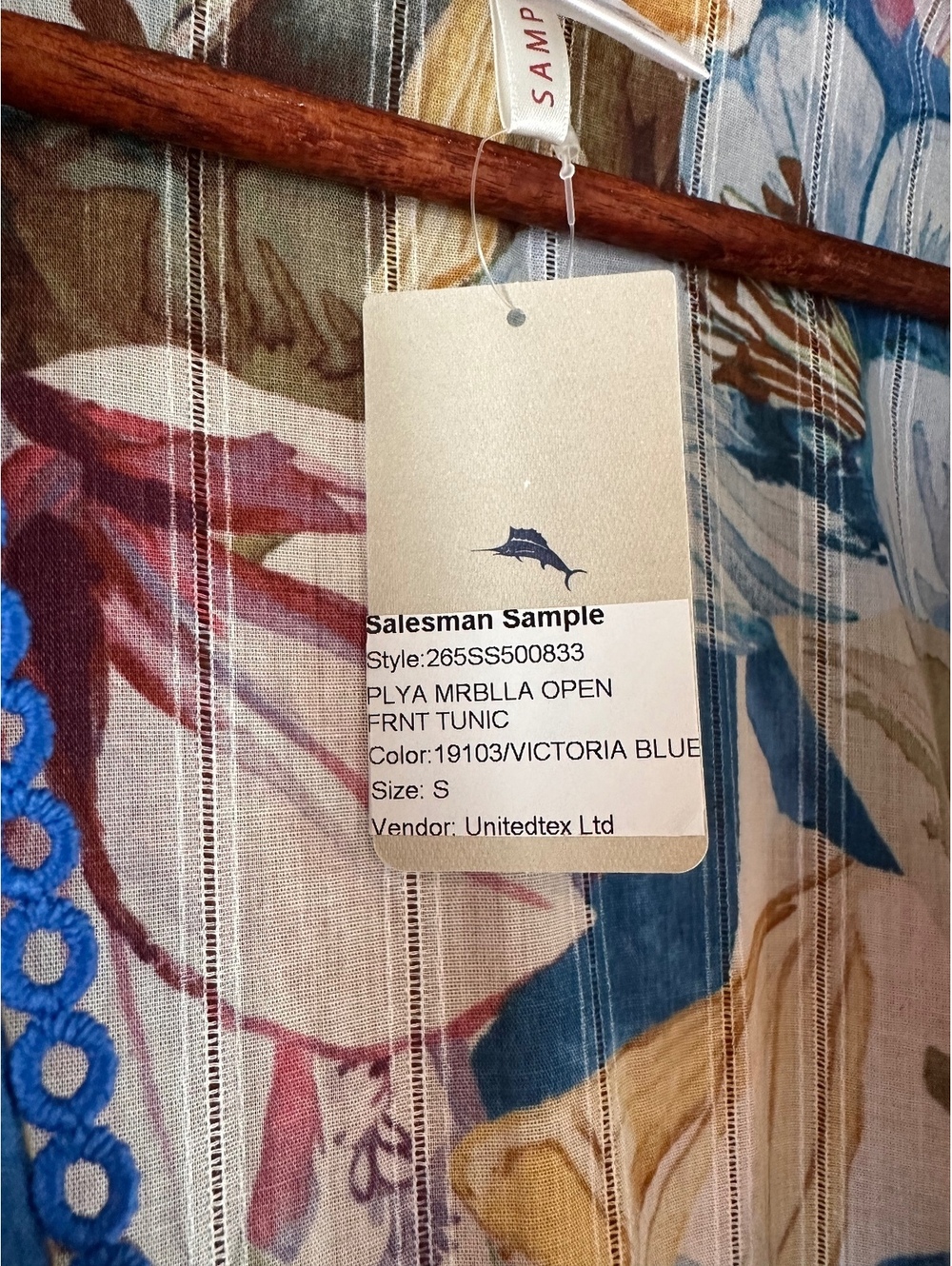 NWT Tommy Bahama Playa Marbella Open Front Beach Tunic Blue Floral Women’s Small - Picture 12 of 15